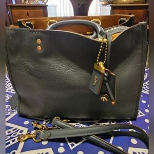 COACH 1941 ROGUE PEBBLED LEATHER BAG Style #38124 DENIM BLUE NWOT
